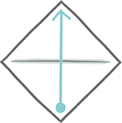さらしの角一片を合わせ、三角形をつくるイメージ